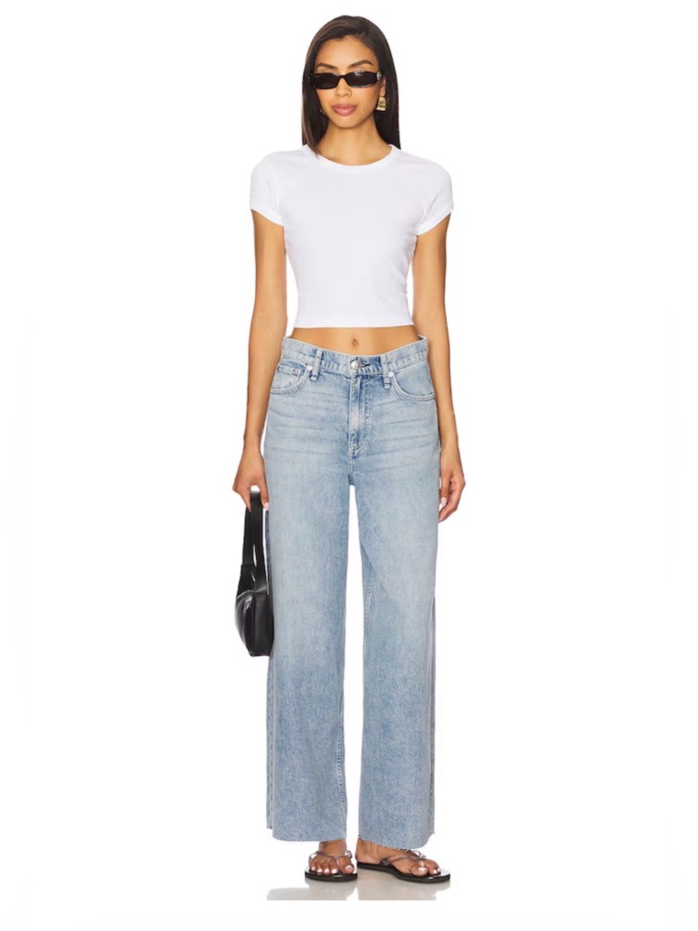 New Rag & Bone Ultra Wide Leg Sofie High Rise Feather Weight Jeans 26 Mira NWT